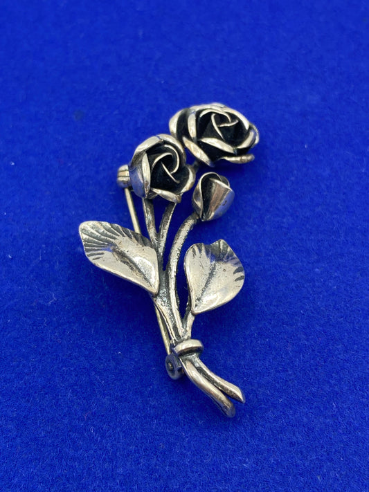 Sterling Silver Floral Brooch