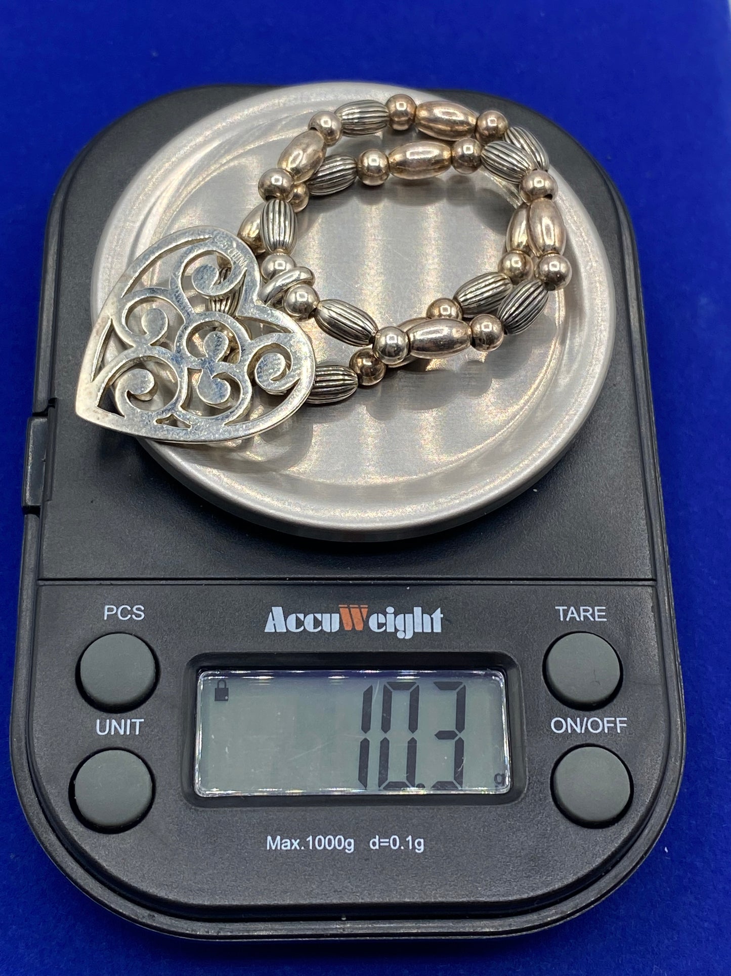 Sterling Silver Stretchy Heart Bracelet