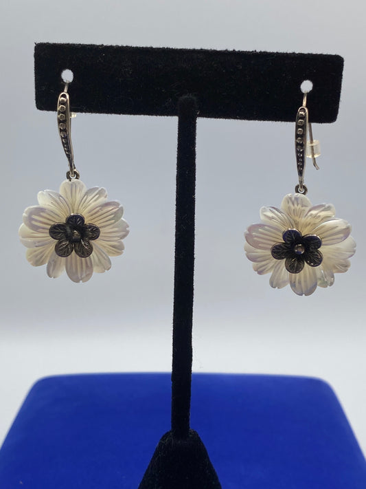 Sterling Silver MOP Floral Earrings