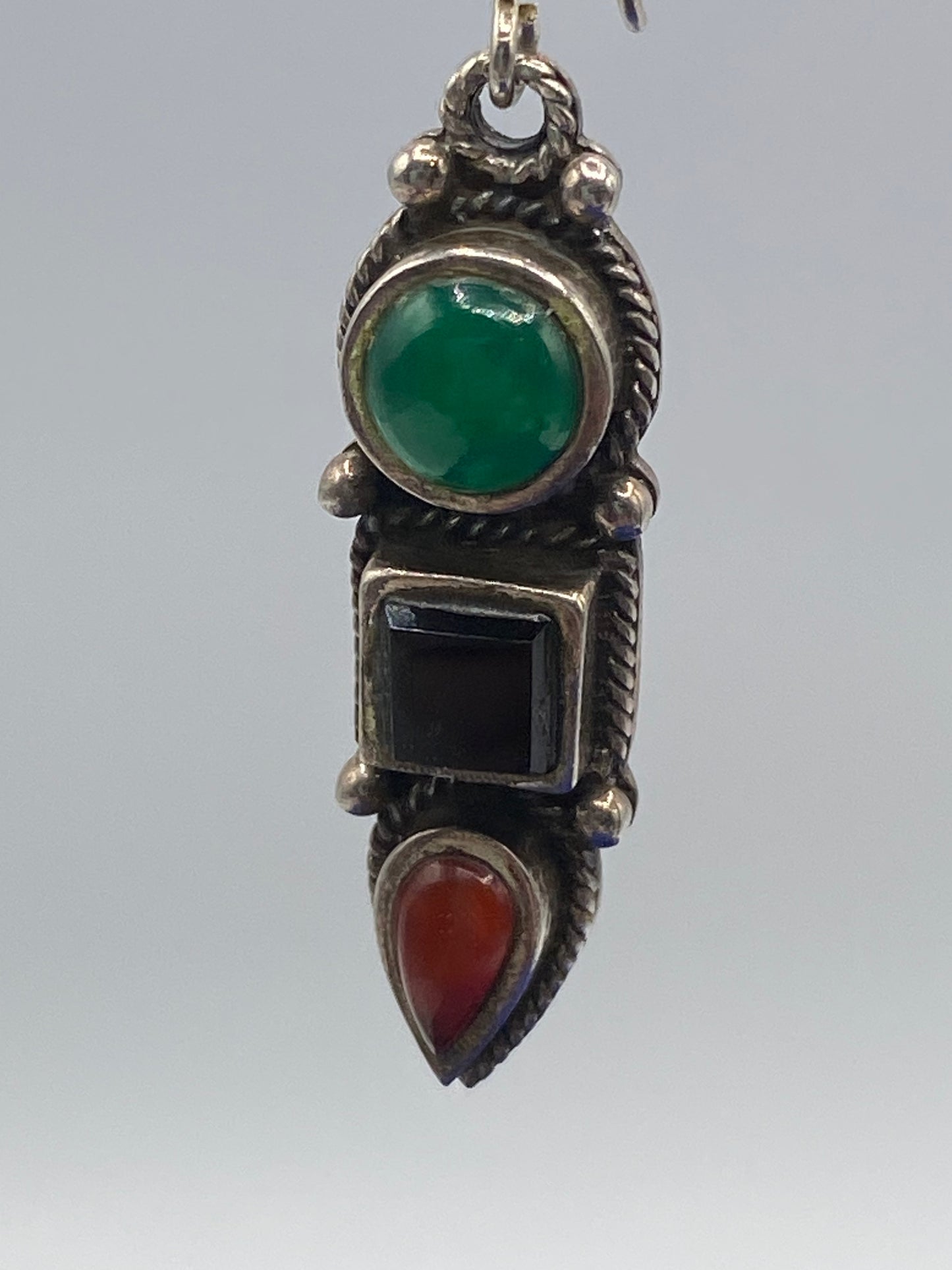 Sterling Silver Multi Gemstone Dangle Earrings