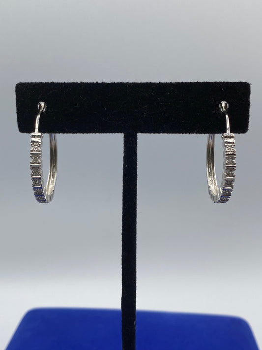Sterling Silver Diamond Hoop Earrings