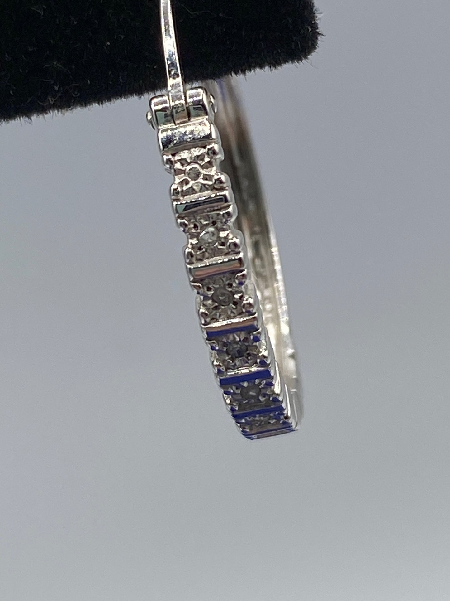 Sterling Silver Diamond Hoop Earrings