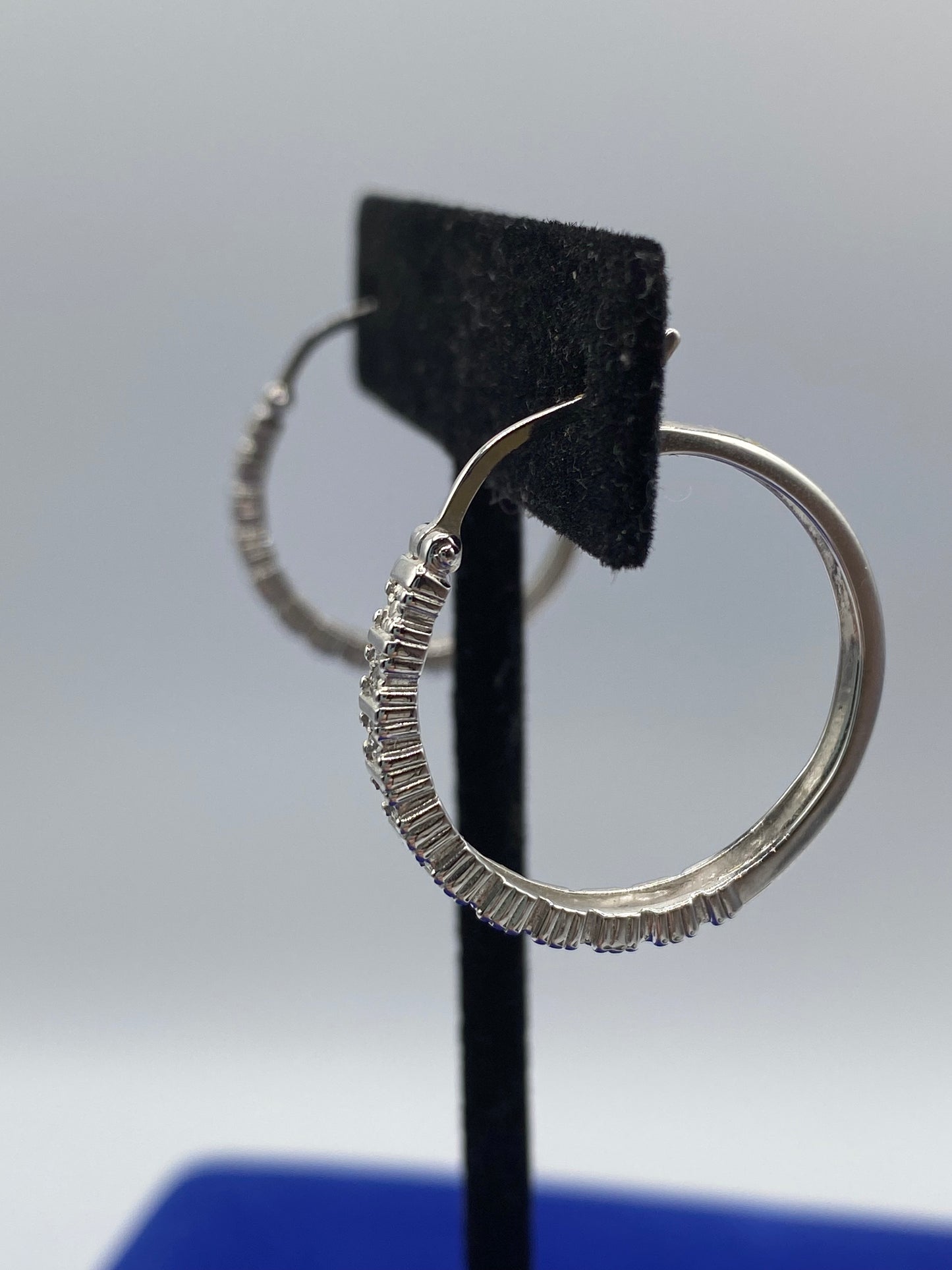 Sterling Silver Diamond Hoop Earrings