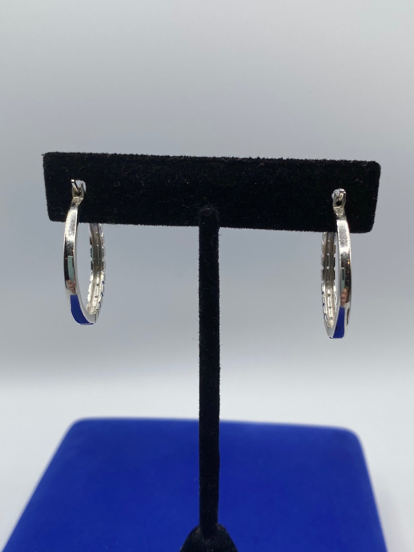 Sterling Silver Diamond Hoop Earrings