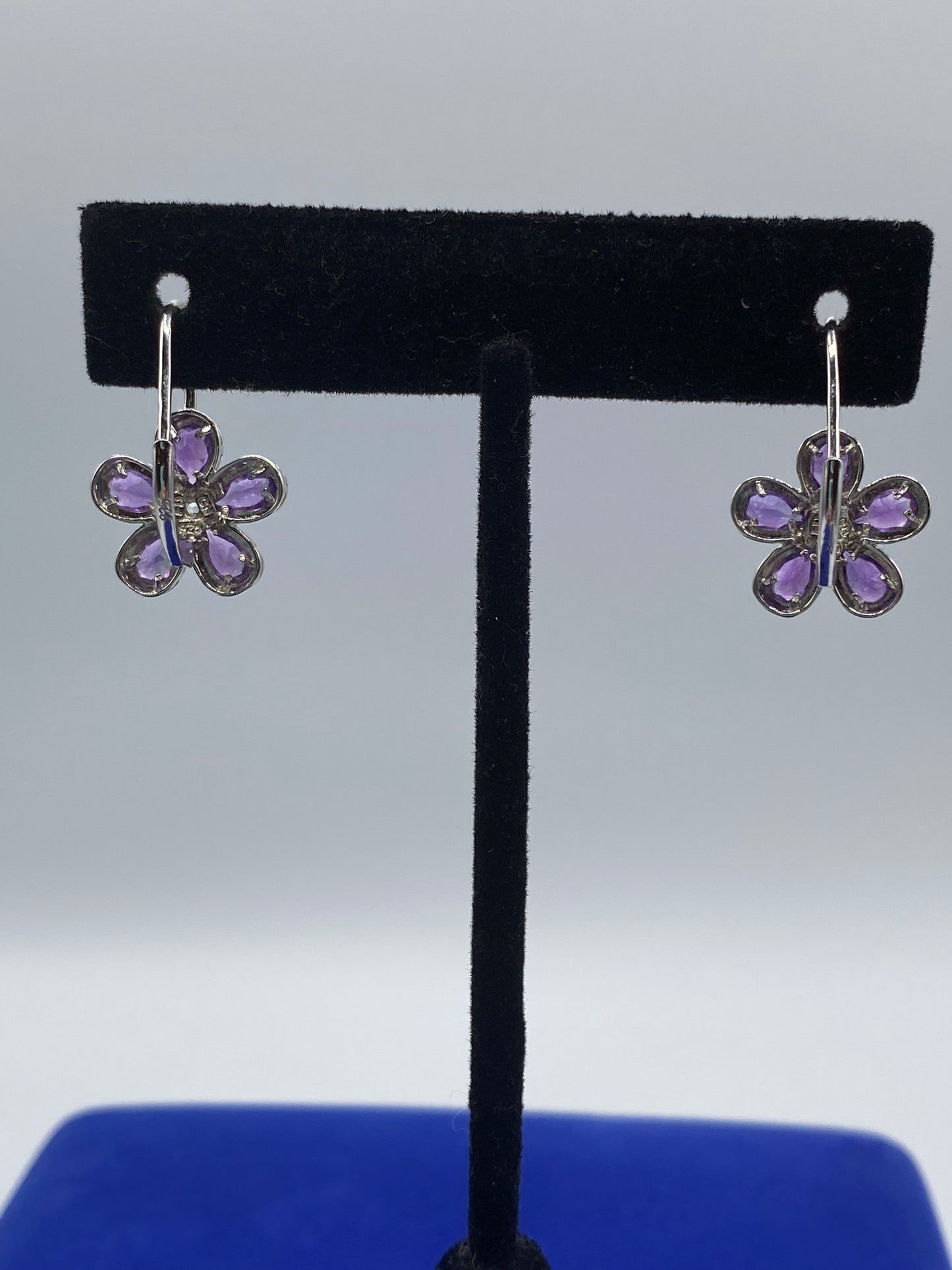 Sterling Silver Amethyst Floral Earrings