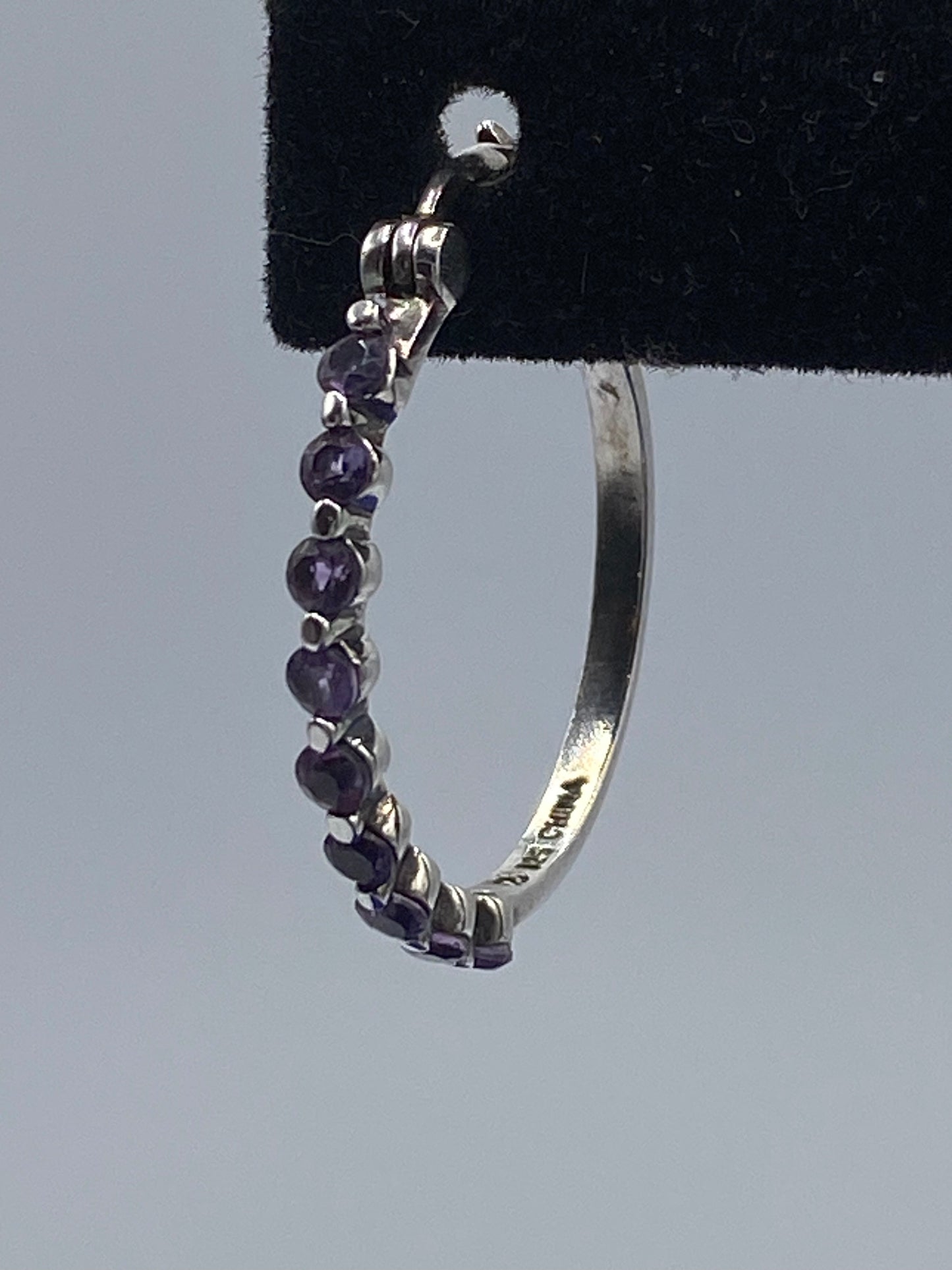 Ross Simmons Sterling Silver Amethyst Hoop Earrings