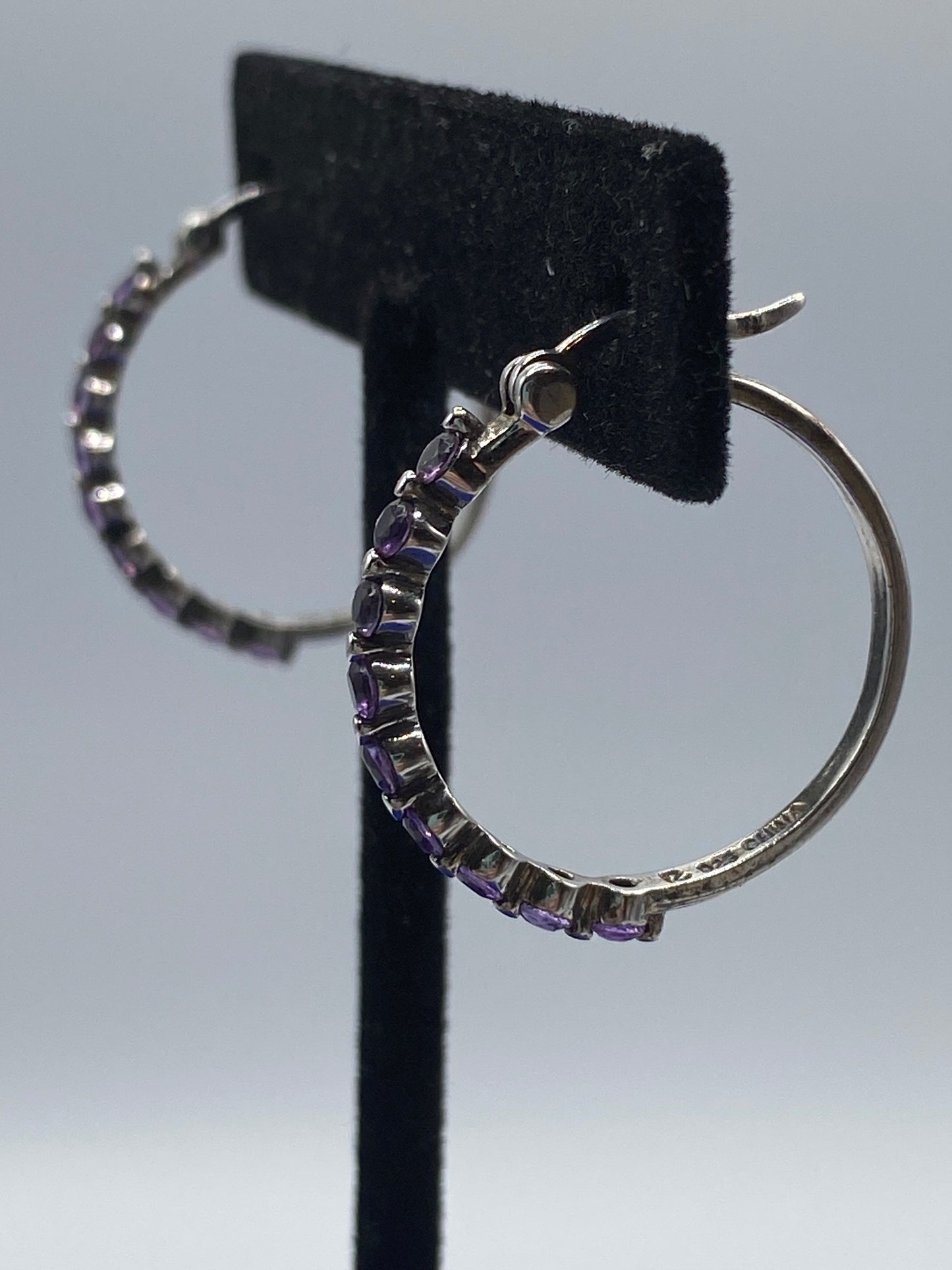 Ross Simmons Sterling Silver Amethyst Hoop Earrings